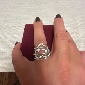 Elegant Silver Ring with Crystal Accents